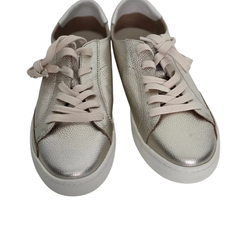 Soludos Ibiza Classic Leather Sneaker Platinum, Women's Sizes 10 New Without Box